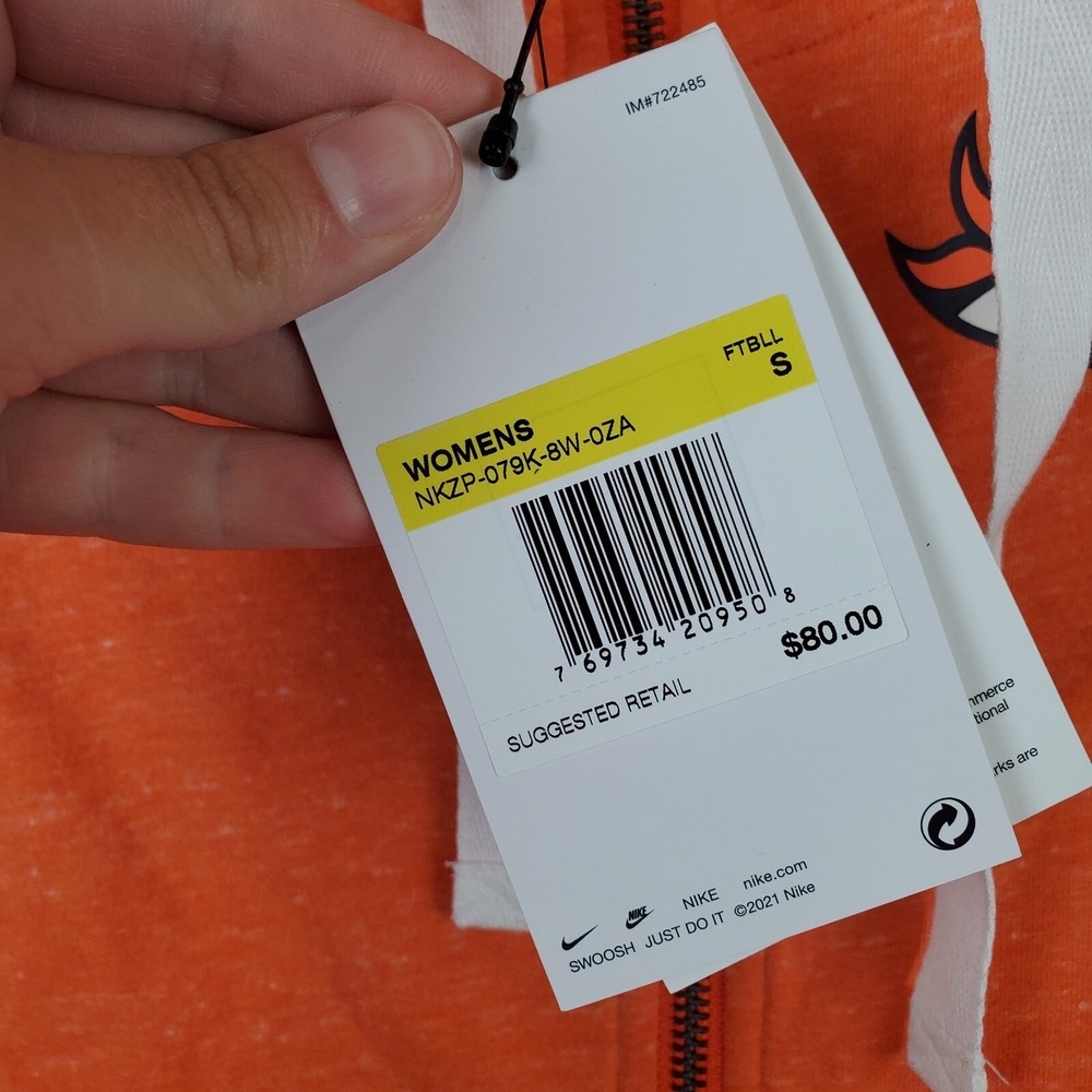 Nike Womens Sweatshirt Sz Small Orange Denver Broncos Football Full Zip - Picture 7 of 13